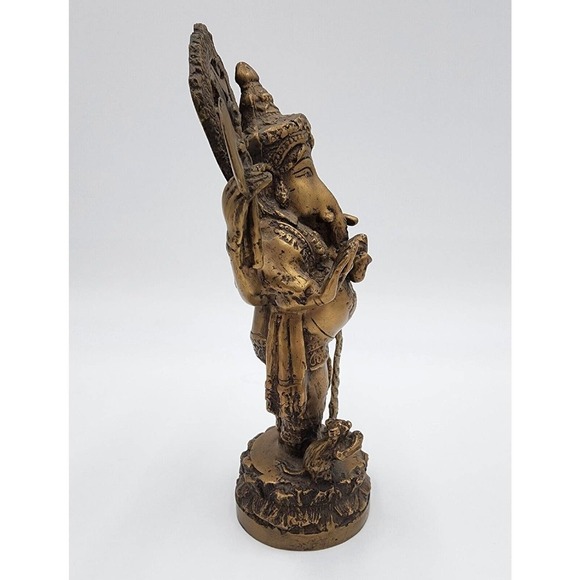 Lord Ganesha Brass 9" Exotic Art Statue Hindu Collectible Religion Symbolism - Picture 6 of 11